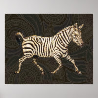 Vintage zebra running with paisley design