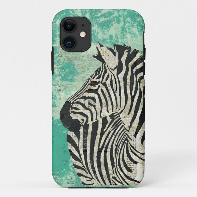 Vintage Zebra Turquoise  iPhone Case (Back)
