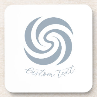 Vintage Zen Spiral Mineral Blue with Custom Text Coaster