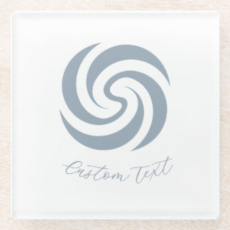 Vintage Zen Spiral Mineral Blue with Custom Text Glass Coaster