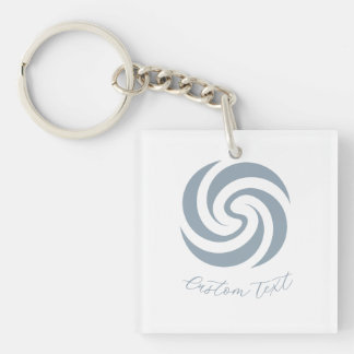Vintage Zen Spiral Mineral Blue with Custom Text Key Ring