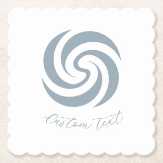 Vintage Zen Spiral Mineral Blue with Custom Text Paper Coaster