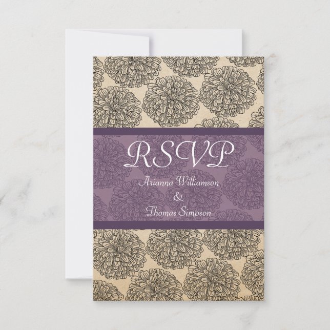 Vintage Zinnia Response Card, Purple (Front)