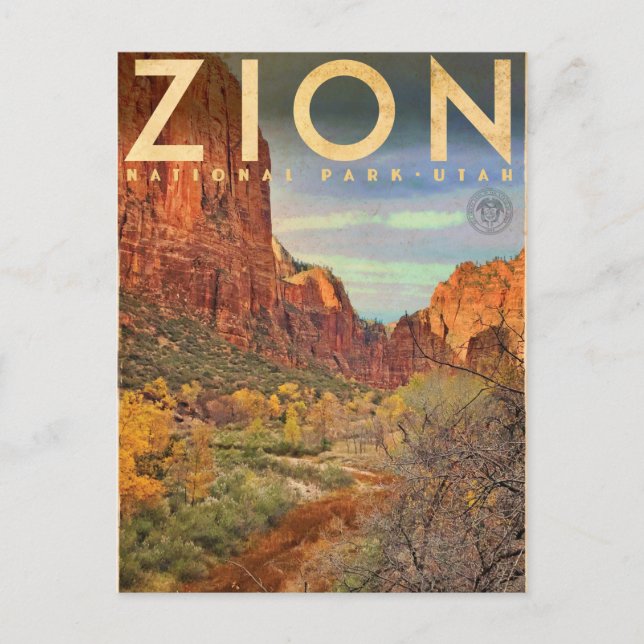 Vintage Zion National Park Travel Postcard (Front)