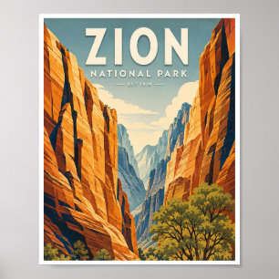 Vintage Zion National Park Travel Poster