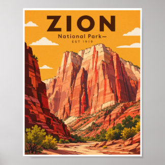 Vintage Zion National Park Travel Poster