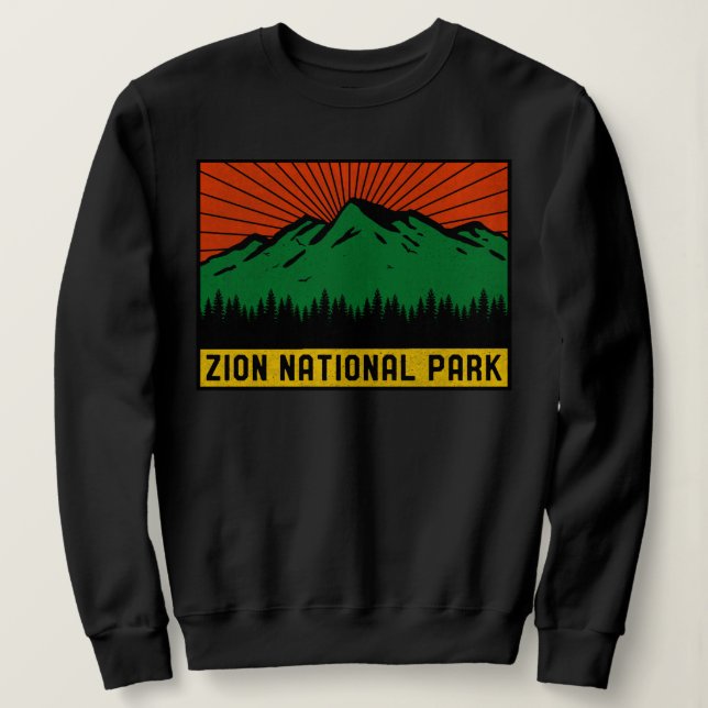 Vintage Zion National Park Utah Mountain Souvenir Sweatshirt (Design Front)