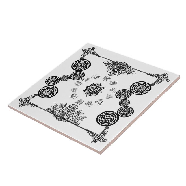 Vintage Zodiac Art Deco Design Tile (Side)