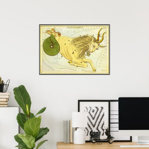 Vintage Zodiac, Astrology Capricorn Constellation Poster