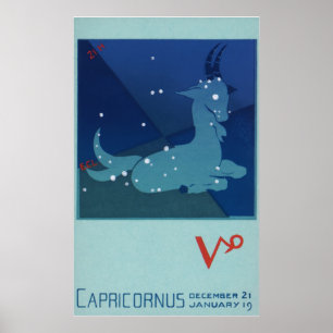 Vintage Zodiac, Astrology Capricorn Constellation Poster