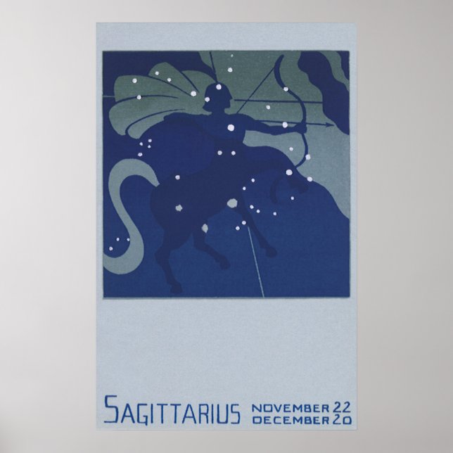 Vintage Zodiac Astrology Sagittarius Constellation Poster (Front)