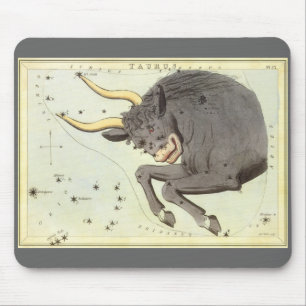 Vintage Zodiac Astrology Taurus Bull Constellation Mouse Pad