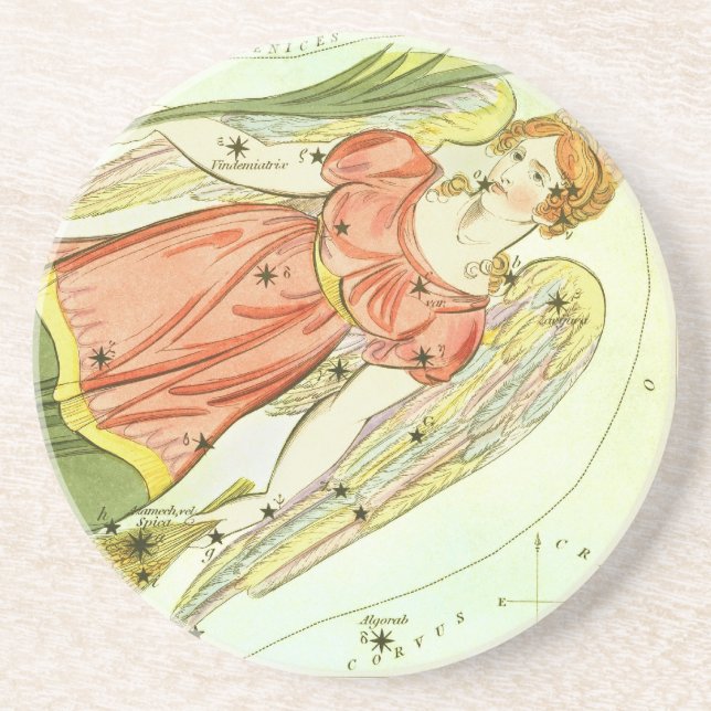 Vintage Zodiac Astrology Virgo Constellation Coaster (Front)