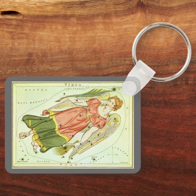 Vintage Zodiac Astrology Virgo Constellation Key Ring (Front)