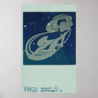 Vintage Zodiac Astrology, Virgo Constellation Poster