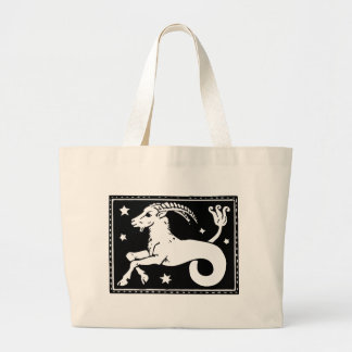 Vintage Zodiac Image Capricorn Totebag Large Tote Bag