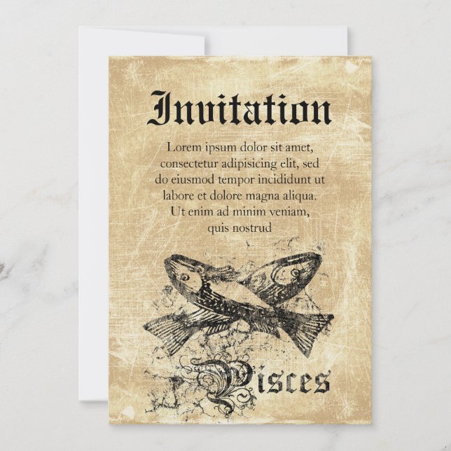 Vintage Zodiac Pisces Invitation (Front)