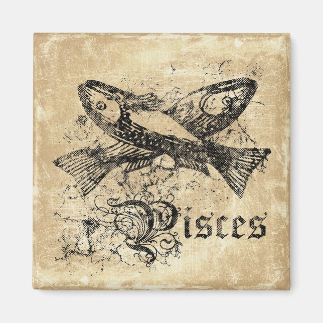 Vintage Zodiac Pisces Magnet (Front)
