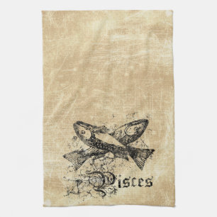 Vintage Zodiac Pisces Tea Towel