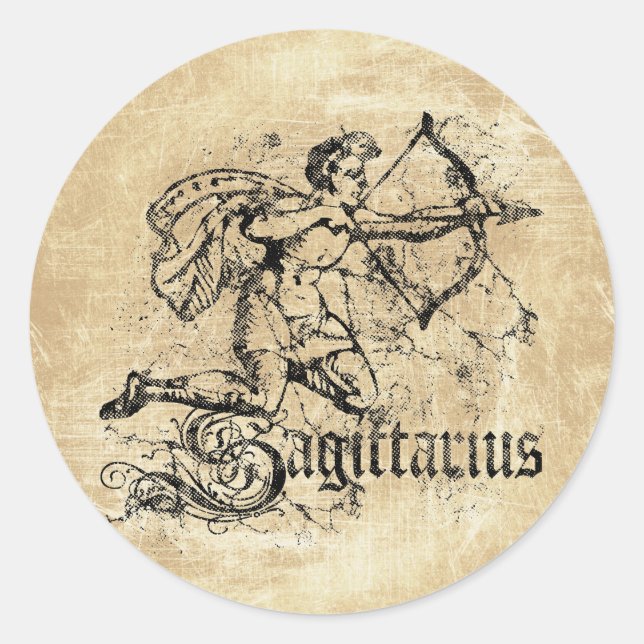 Vintage Zodiac Sagittarius Classic Round Sticker (Front)