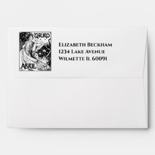 Vintage Zodiac Taurus Art Nouveau Personalised Envelope