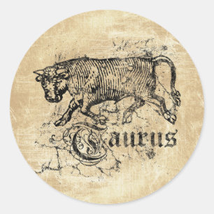 Vintage Zodiac Taurus Classic Round Sticker