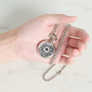 Vintage Zodiac Wheel Necklace Watch