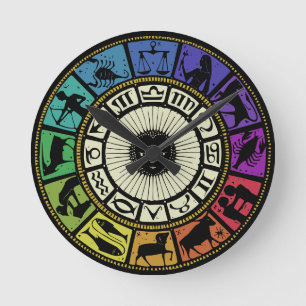 Vintage Zodiac Wheel Round Clock