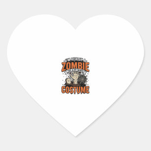 Vintage Zombie Costume Halloween Shirt Design_1 Heart Sticker