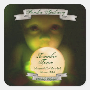 Vintage Zombie Tonic Halloween Bottle Stickers