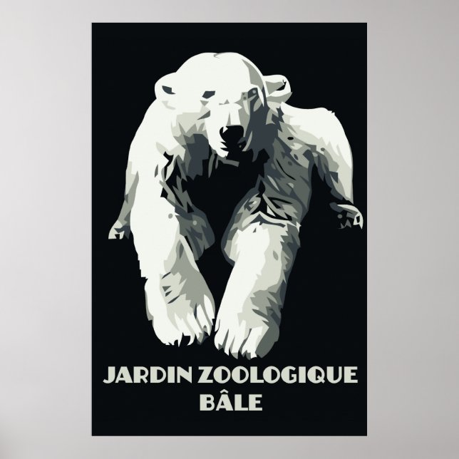 Vintage Zoo ad Basel polar bear Poster (Front)