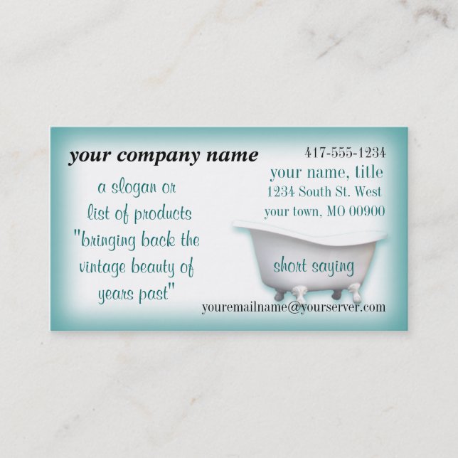 VintageBathtub2 Business Card-customise-choices Card (Front)