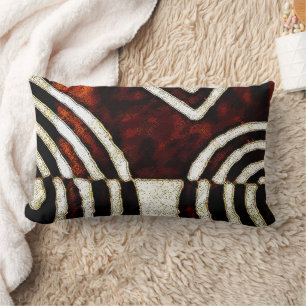 Vintaged Aged Mud Cloth Motif Print Lumbar Cushion