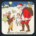VintageMerry Christmas, Santa and Children Sticker<br><div class="desc">Vintage "Merry Christmas" Santa and Children sticker.  Personalise with your own text using the spaces provided.  Or use the Customise button to change the font,  font size or colour.</div>