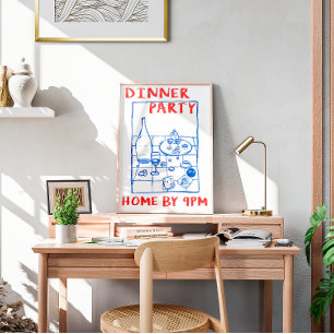 Vintager Dinner Party Bar Cart Poster