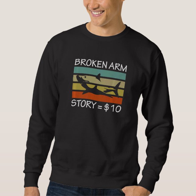 Vintager Retro Broken Arm Story Shark Sweatshirt (Front)