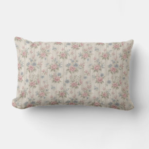 VintageRustic Shabby Chic Floral on Wood Farmhouse Lumbar Cushion