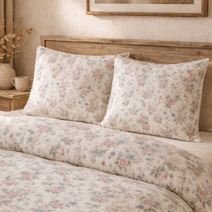 VintageRustic Shabby Chic Floral on Wood Farmhouse Pillowcase
