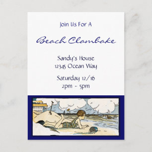 Vintaget Beach Art Custom Invitation Postcard