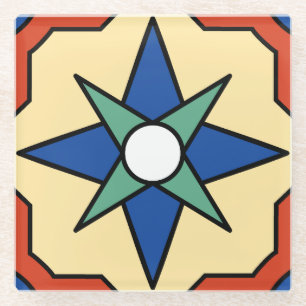Vintate Catalina Island Tile Design Glass Coaster