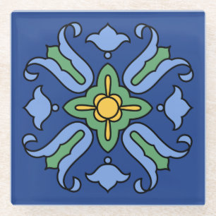 Vintate Catalina Island Tile Design Glass Coaster