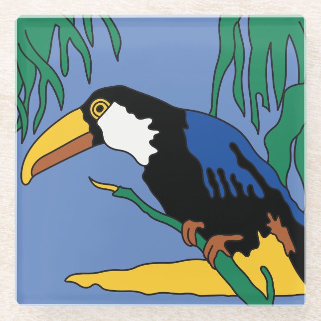 Vintate Catalina Island Tile Design Glass Coaster (Front)