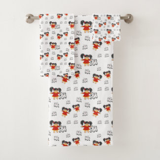 Vinted Black White Red Hand-drawn Bath Towels