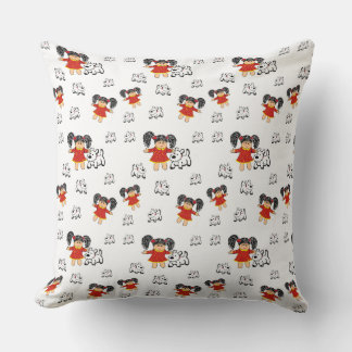 Vinted Black White Red Hand-drawn Throw Pillow