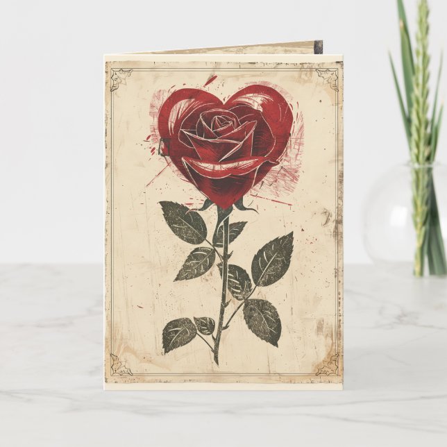 Vintgae Valentine's Day  Holiday Card (Front)