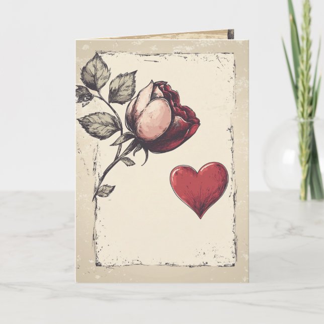 Vintgae Valentine's Day  Holiday Card (Front)