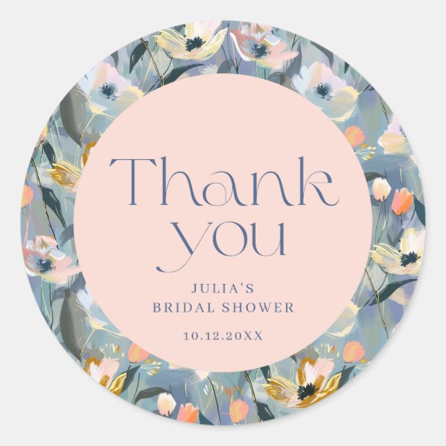 Vintge Retro Thank You Bridal Shower Classic Round Sticker (Front)