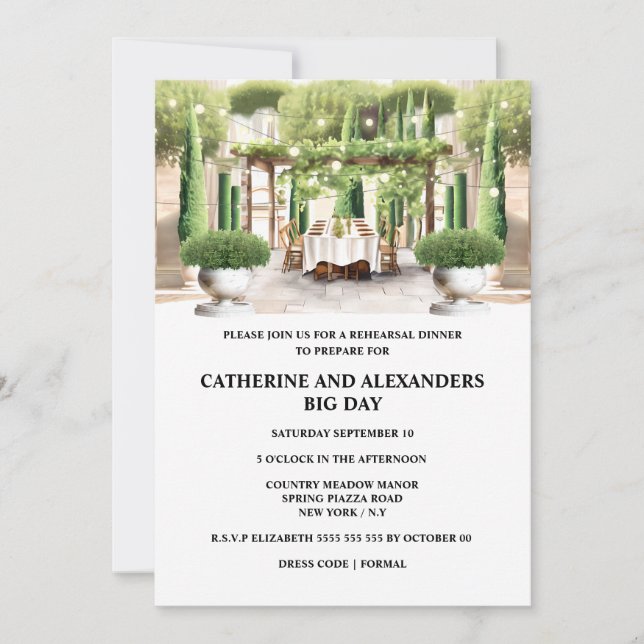 Vinyard fine summer dining piazza topiary poplar invitation (Front)