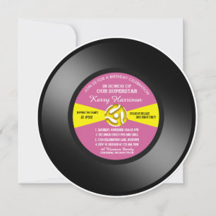Vinyl 45 Record Birthday Party Invitation