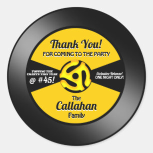 Vinyl 45 Record Label Birthday Party Thank You